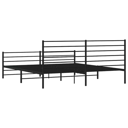 Metal Bed Frame without Mattress with Footboard Black 183x213cm