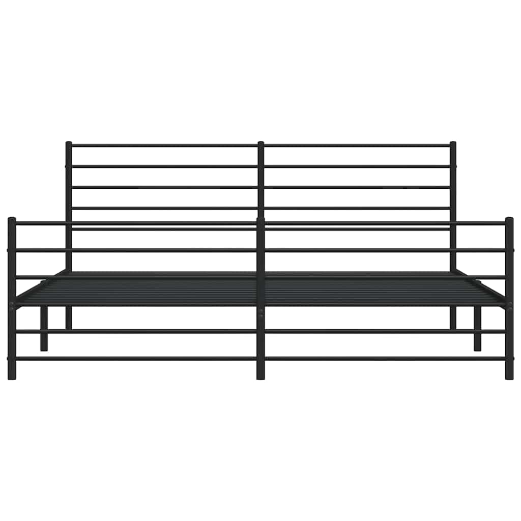 Metal Bed Frame without Mattress with Footboard Black 193x203cm