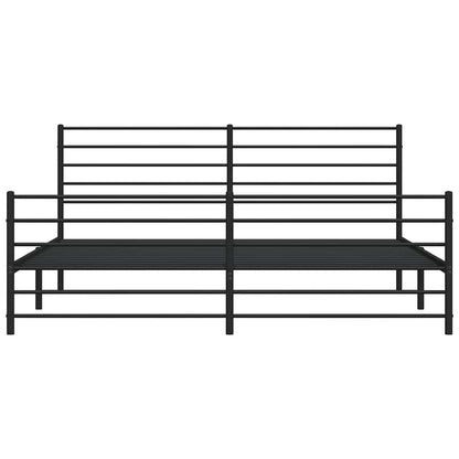 Metal Bed Frame without Mattress with Footboard Black 193x203cm