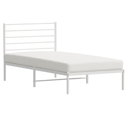 Metal Bed Frame without Mattress with Headboard White 90x190cm