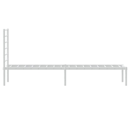 Metal Bed Frame without Mattress with Headboard White 90x190cm