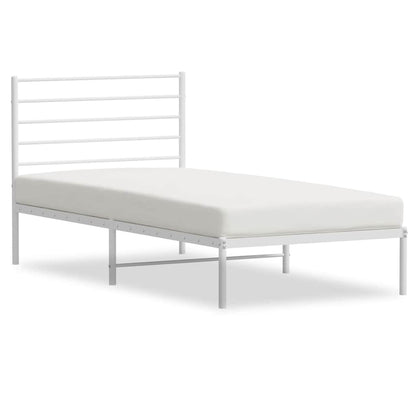 Metal Bed Frame without Mattress with Headboard White 100x190cm