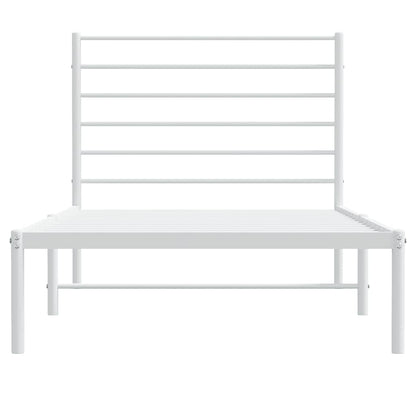Metal Bed Frame without Mattress with Headboard White 100x190cm