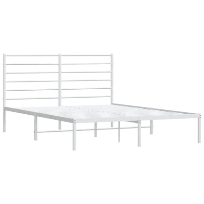 Metal Bed Frame without Mattress with Headboard White 120x190cm