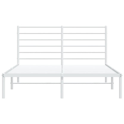 Metal Bed Frame without Mattress with Headboard White 120x190cm