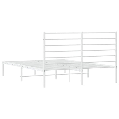 Metal Bed Frame without Mattress with Headboard White 120x200cm