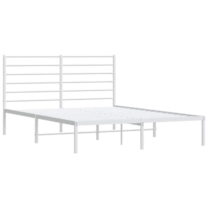 Metal Bed Frame without Mattress with Headboard White 135x190cm