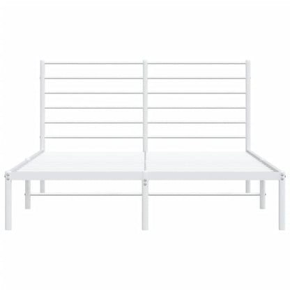 Metal Bed Frame without Mattress with Headboard White 140x190cm