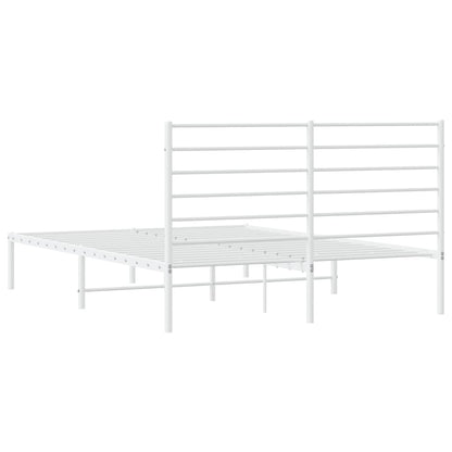 Metal Bed Frame without Mattress with Headboard White 140x190cm