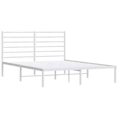 Metal Bed Frame without Mattress with Headboard White 150x200cm