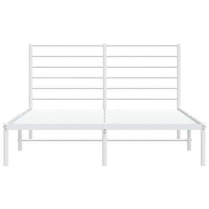 Metal Bed Frame without Mattress with Headboard White 150x200cm