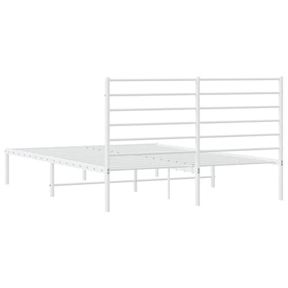 Metal Bed Frame without Mattress with Headboard White 150x200cm