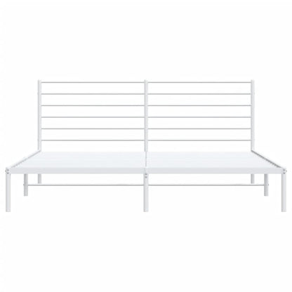 Metal Bed Frame without Mattress with Headboard White 180x200cm