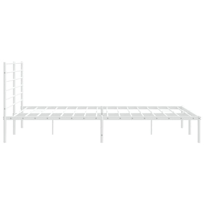 Metal Bed Frame without Mattress with Headboard White 180x200cm