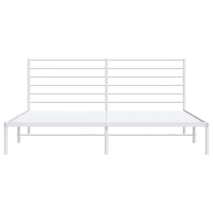 Metal Bed Frame without Mattress with Headboard White 183x213cm