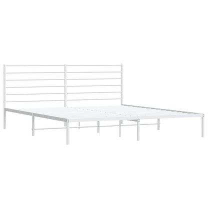 Metal Bed Frame without Mattress with Headboard White 193x203cm