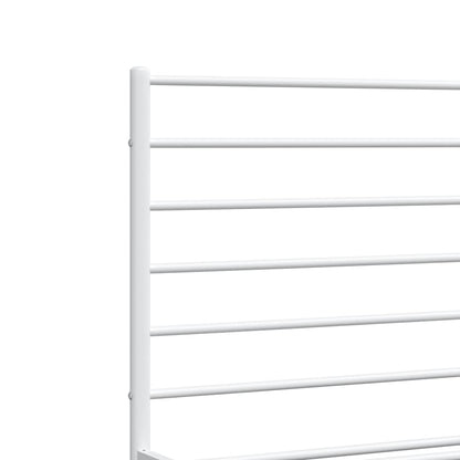 Metal Bed Frame without Mattress with Headboard White 193x203cm