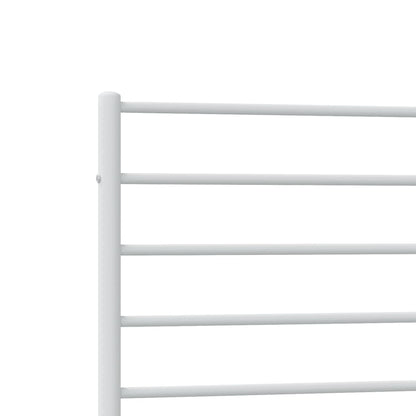 Metal Bed Frame without Mattress with Footboard White 75x190cm