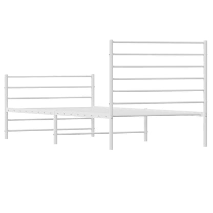 Metal Bed Frame without Mattress with Footboard White 80x200cm