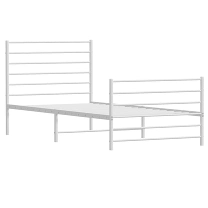 Metal Bed Frame without Mattress with Footboard White 90x190cm