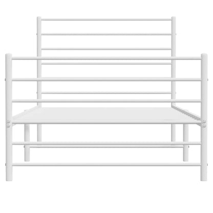 Metal Bed Frame without Mattress with Footboard White 100x190cm