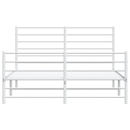 Metal Bed Frame without Mattress with Footboard White 140x190cm