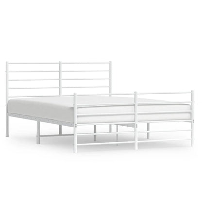 Metal Bed Frame without Mattress with Footboard White 150x200cm