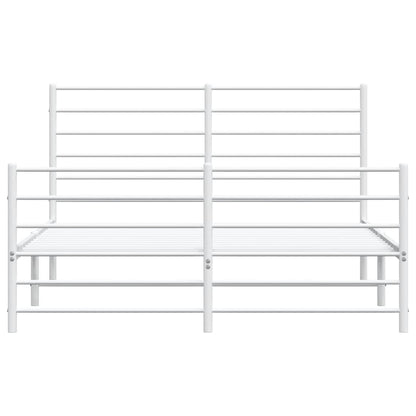 Metal Bed Frame without Mattress with Footboard White 150x200cm