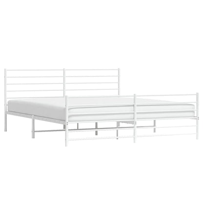 Metal Bed Frame without Mattress with Footboard White 180x200cm