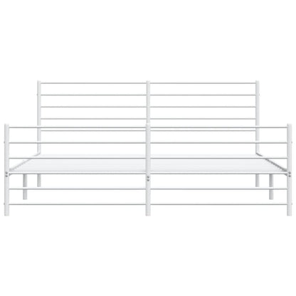 Metal Bed Frame without Mattress with Footboard White 180x200cm