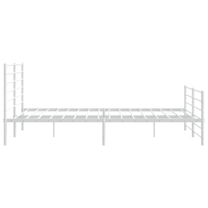 Metal Bed Frame without Mattress with Footboard White 180x200cm