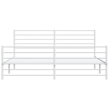 Metal Bed Frame without Mattress with Footboard White 183x213cm