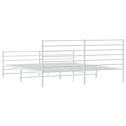 Metal Bed Frame without Mattress with Footboard White 183x213cm
