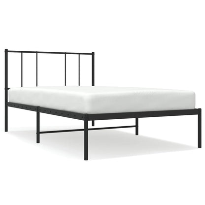 Metal Bed Frame without Mattress with Headboard Black 80x200cm