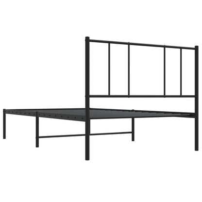 Metal Bed Frame without Mattress with Headboard Black 80x200cm
