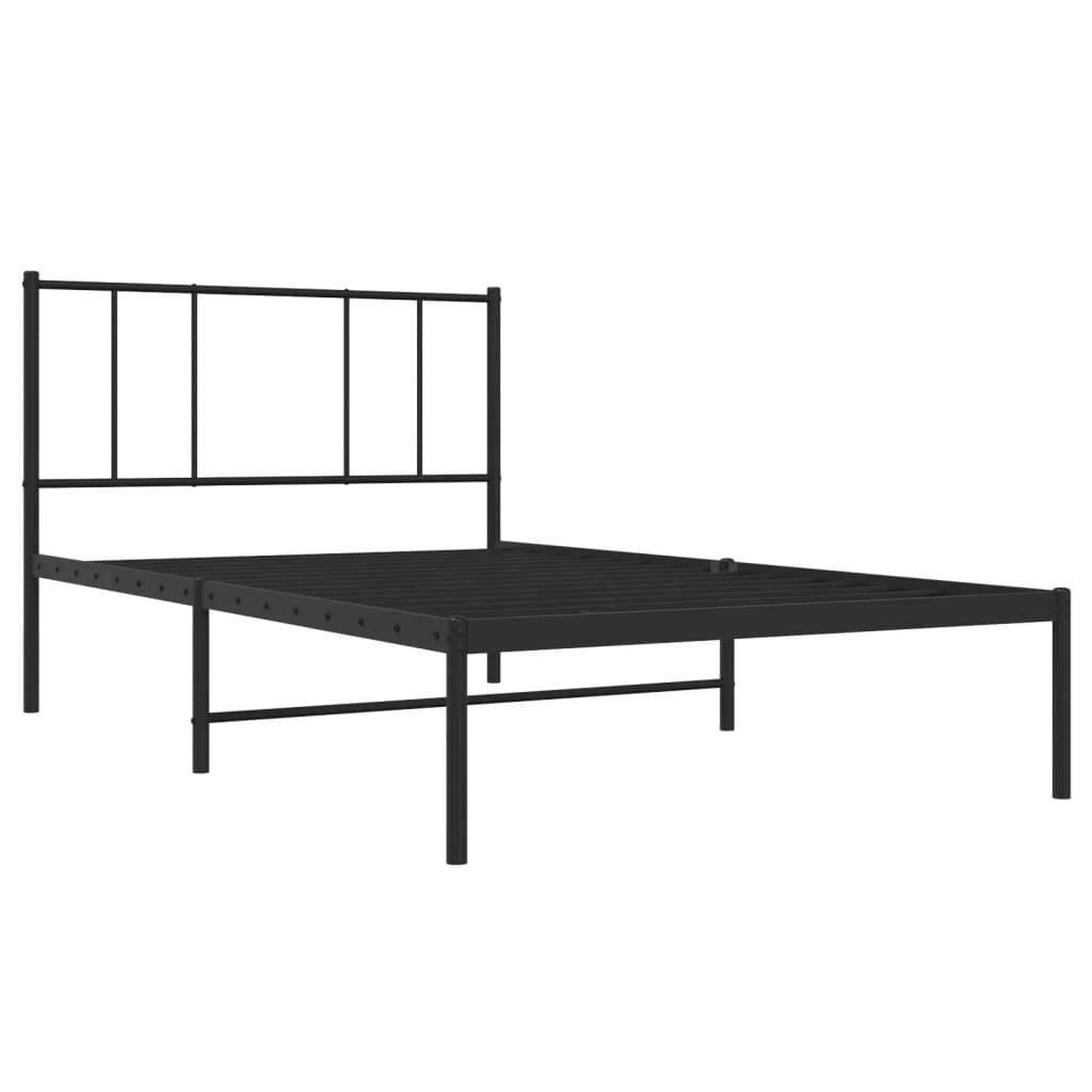 Metal Bed Frame without Mattress with Headboard Black 90x200cm