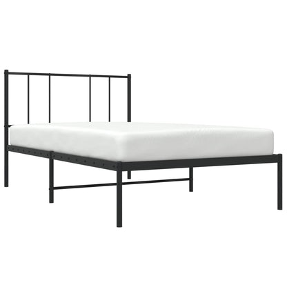 Metal Bed Frame without Mattress with Headboard Black 90x200cm
