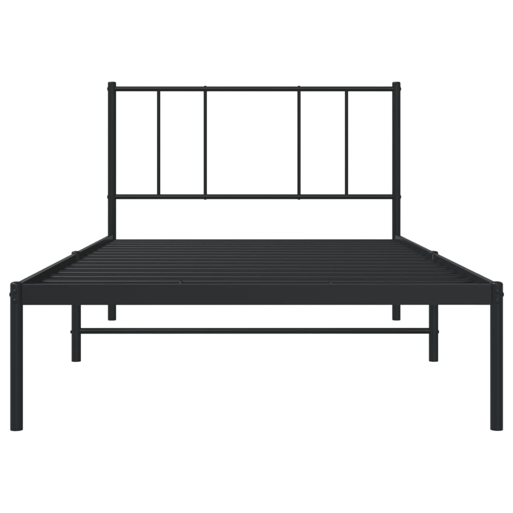 Metal Bed Frame without Mattress with Headboard Black 90x200cm
