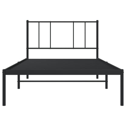 Metal Bed Frame without Mattress with Headboard Black 90x200cm