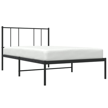 Metal Bed Frame without Mattress with Headboard Black 107x203cm