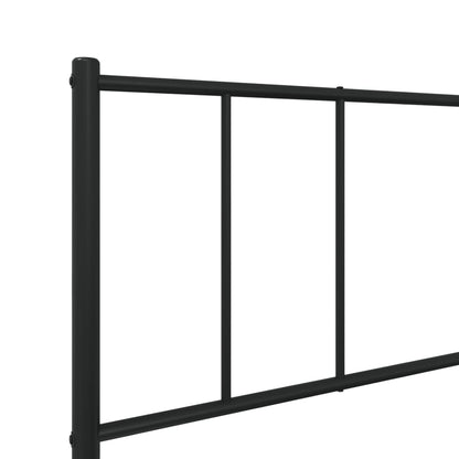 Metal Bed Frame without Mattress with Headboard Black 107x203cm