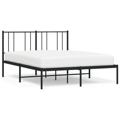 Metal Bed Frame without Mattress with Headboard Black 120x190cm