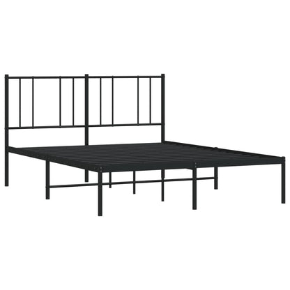 Metal Bed Frame without Mattress with Headboard Black 120x190cm