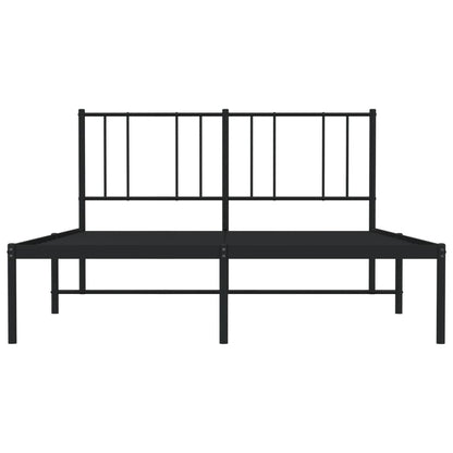 Metal Bed Frame without Mattress with Headboard Black 120x190cm