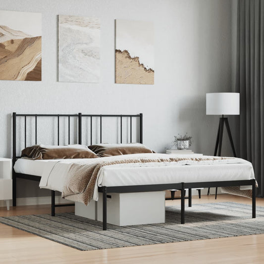 Metal Bed Frame without Mattress with Headboard Black 120x200cm
