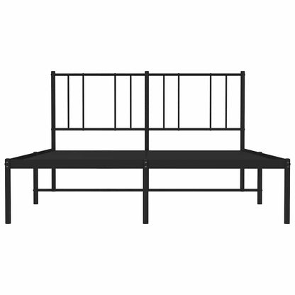 Metal Bed Frame without Mattress with Headboard Black 135x190cm