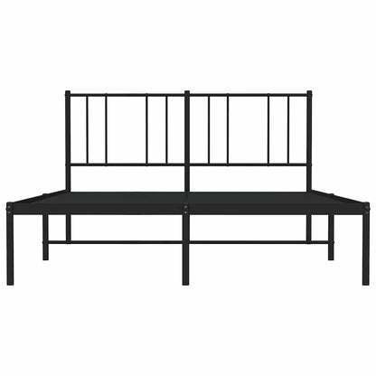 Metal Bed Frame without Mattress with Headboard Black 150x200cm