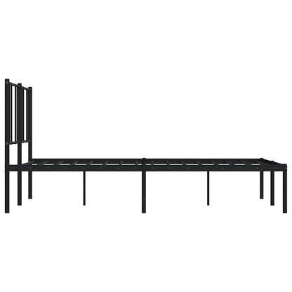 Metal Bed Frame without Mattress with Headboard Black 150x200cm
