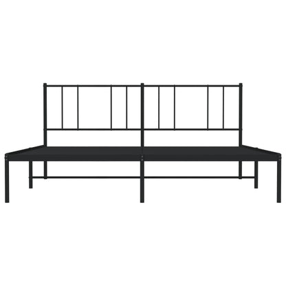 Metal Bed Frame without Mattress with Headboard Black 180x200cm