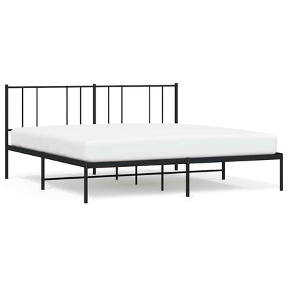 Metal Bed Frame without Mattress with Headboard Black 183x213cm